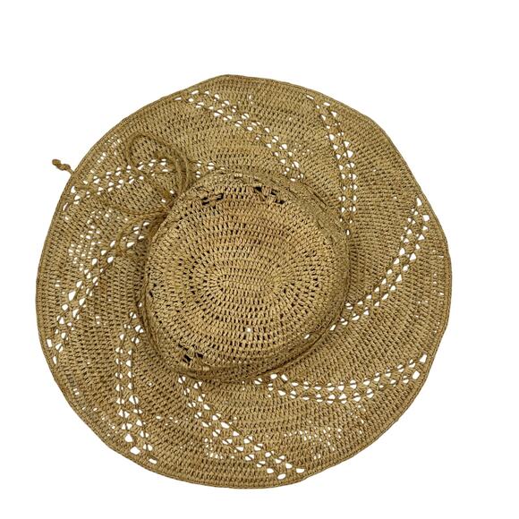 Scala Straw Hat Natural Crochet - Picture 1 of 5